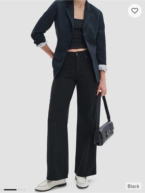 rag & bone Black Wide-Leg Jeans with Raw Hem size 30